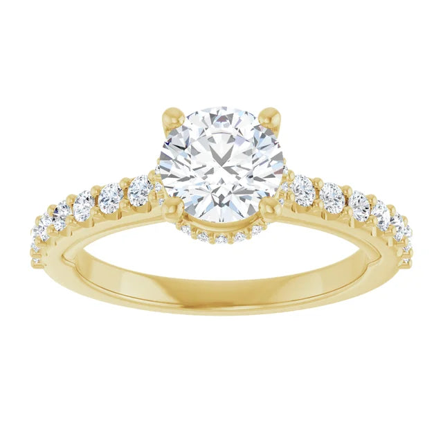 1.0ct round cut lab diamond bridal engagement ring hidden halo wedding rings 18k yellow gold