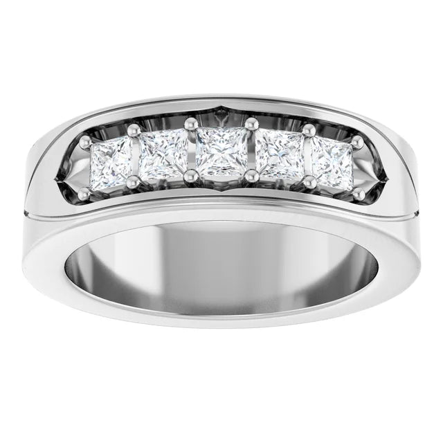 platinum and diamond square cut mens wedding bands