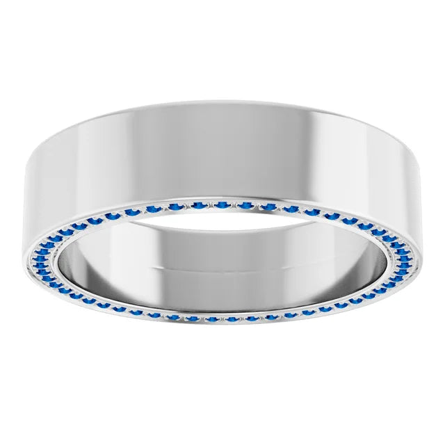 mens blue sapphire wedding band 18k solid gold