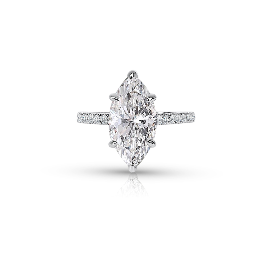 18k white gold marquise cut moissanite diamond engagement ring