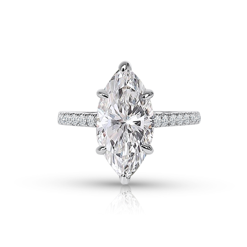 18k white gold marquise cut moissanite diamond engagement ring