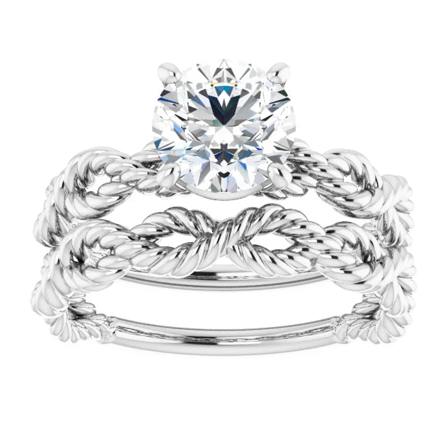 1.5ct round cut lab diamond rope engagement bridal wedding ring set for women affordable engagement rings unique engagement rings