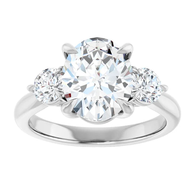 three stone oval cut moissanite lab diamond engangement ring wedding bridal rings 18k white gold platinum