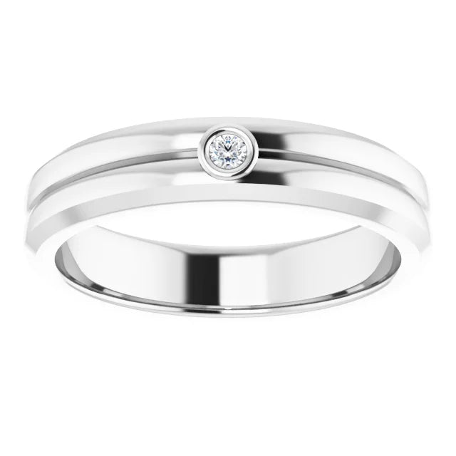 platinum 14k white gold round cut lab diamond bezel set wedding band