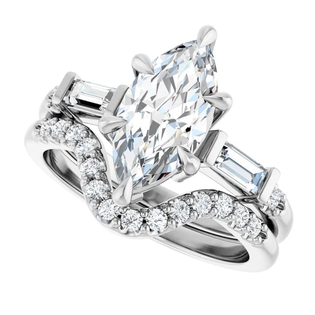 1.5ct marquise cut lab diamond wedding ring set platinum
engagement rings