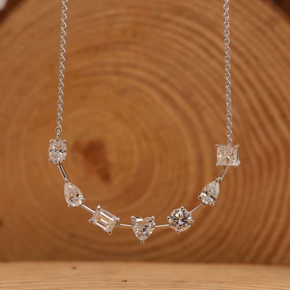 mutli cut moissanite sterling silver necklac