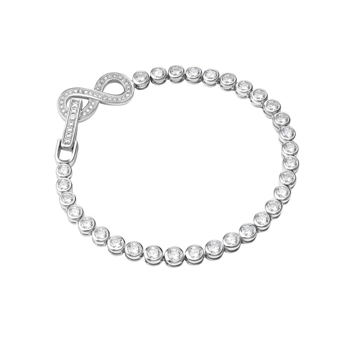 sterling silver infinity clasp bezel set tennis bracelet