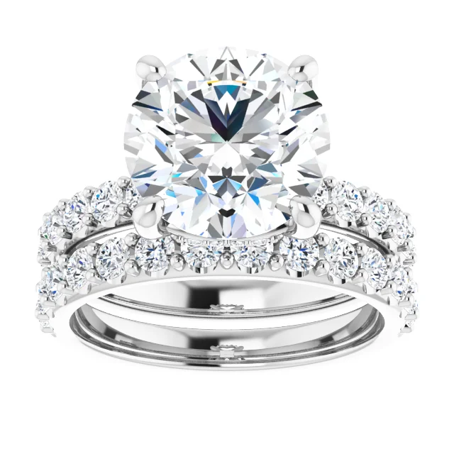 4.0ct round cut lab diamond engagement ring set platinum 14k