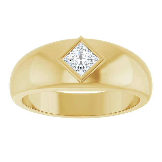 mens yellow gold princess cut wedding band