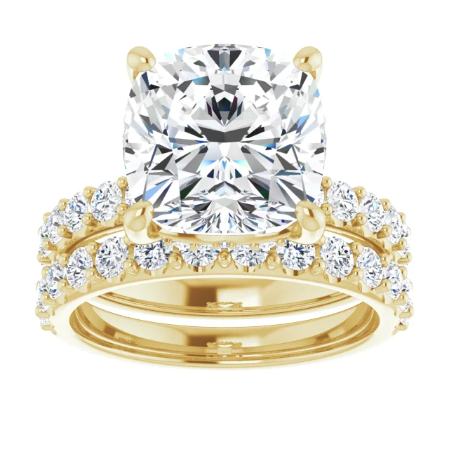 5.0ct Cushion Cut Moissanite Diamond Engagement Ring Set affordable engagement rings for women