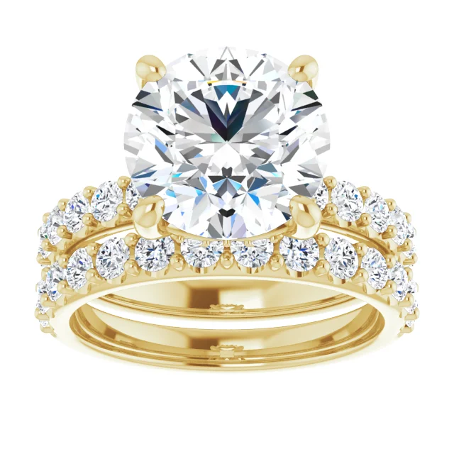 4.0ct round brilliant lab diamond engagement ring with side stones and wedding band | 4.0ct round cut bridal ring set women's luxury engagement ring