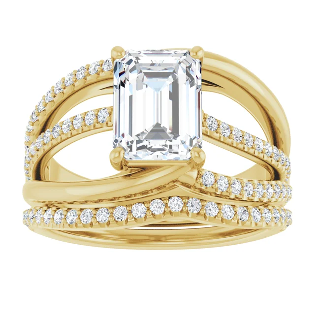 2.0ct emerald cut moissanite diamond criss cross engagement ring affordable engagement rings