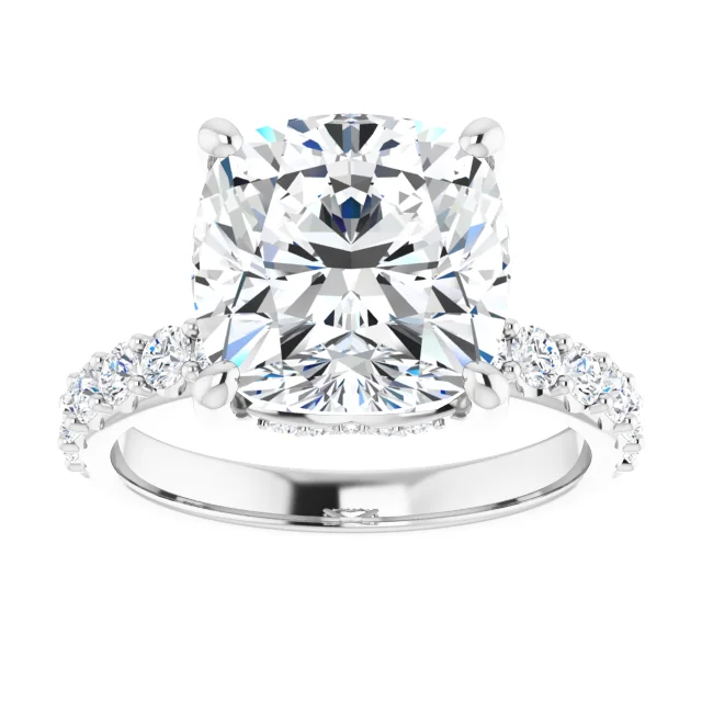 5.0ct cushion cut moissanite diamond bridal engagement ring wedding ring women's platinum engagement ring setting