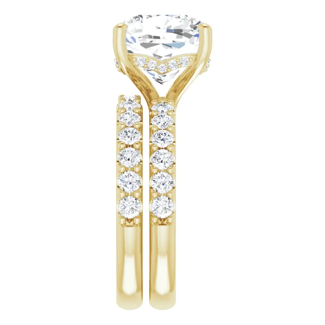 cushion cut engagement ring set