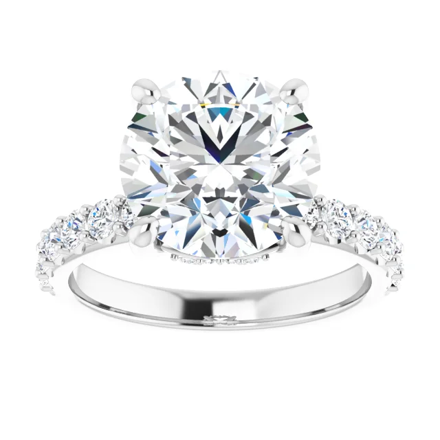 4.0ct round cut classic women's luxury lab diamond wedding ring engagement ring women's bridal diamond rings with side stones