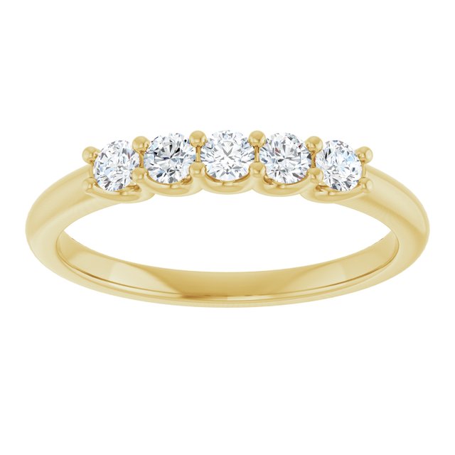 5 stone lab diamond wedding band 14k yellow gold diamond wedding stackable rings