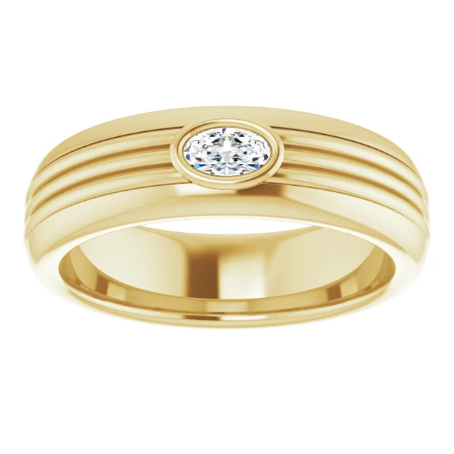 18k yellow gold oval cut lab diamond mens wedding band unique wedding rings for men