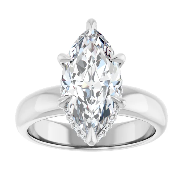 marquise cut thick band solitaire lab diamond 14k yellow gold engagement ring 2025