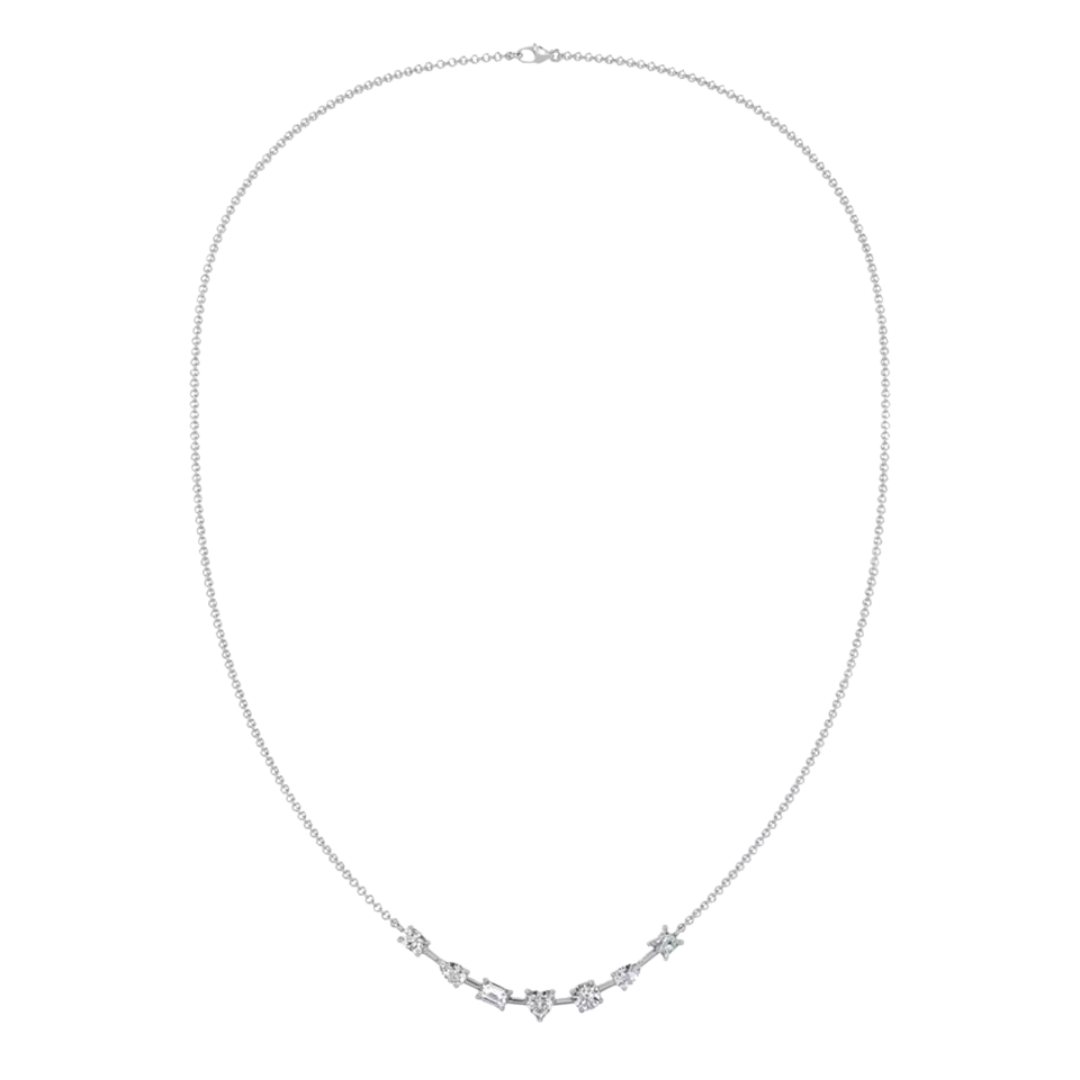 mutli cut moissanite sterling silver necklac