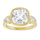 gold cushion cut 4.0ct lab diamond three stone engagement ring bezel set wedding ring
