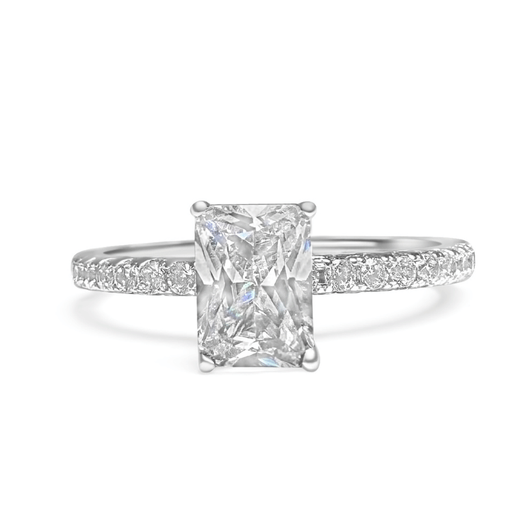 1.0ct rectangle radiant cut sterling silver promise ring 

