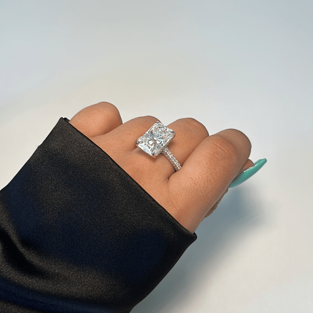 6.0ct Moissanite Diamond Rectangle Radiant Cut Luxury Engagement