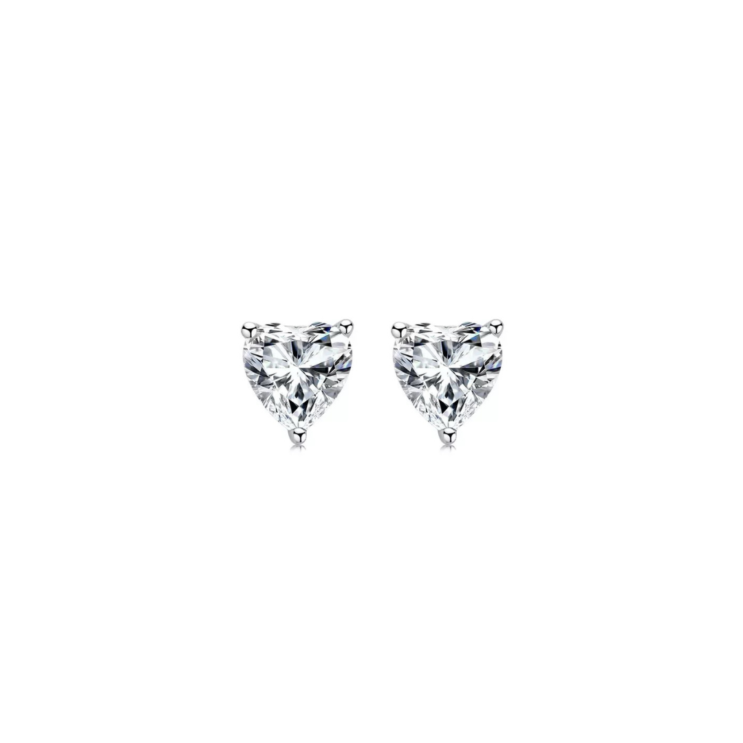 Two Carat Heart Diamond Stud Earrings in 18K White Gold | Quality Diamonds