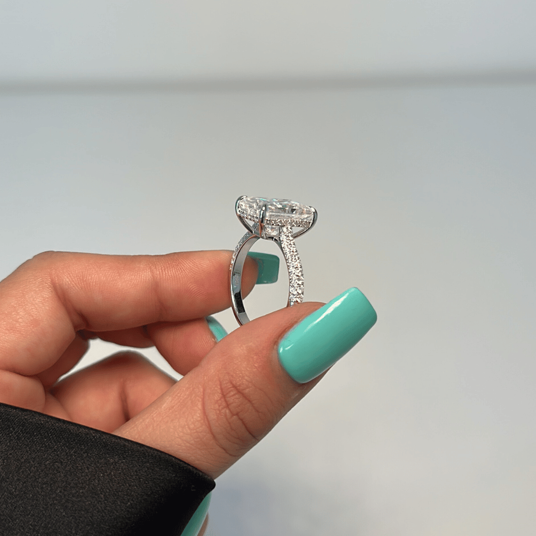 6.0ct Moissanite Diamond Rectangle Radiant Cut Luxury Engagement