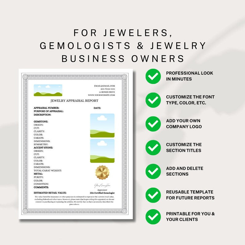 Editable Professional Jewelry Appraisal Template | Printable Template for Jewelry Businesses, Jewelers, Appraisers & More. – Ring Deluxe Fine Jewelry editable-professional-jewelry-appraisal-template-printable-template-for-jewelry-businesses-jewelers-appraisers-more-ring-deluxe-fine-jewelry