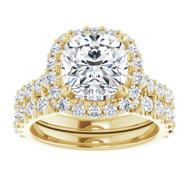 cushion cut lab diamond engagement ring set