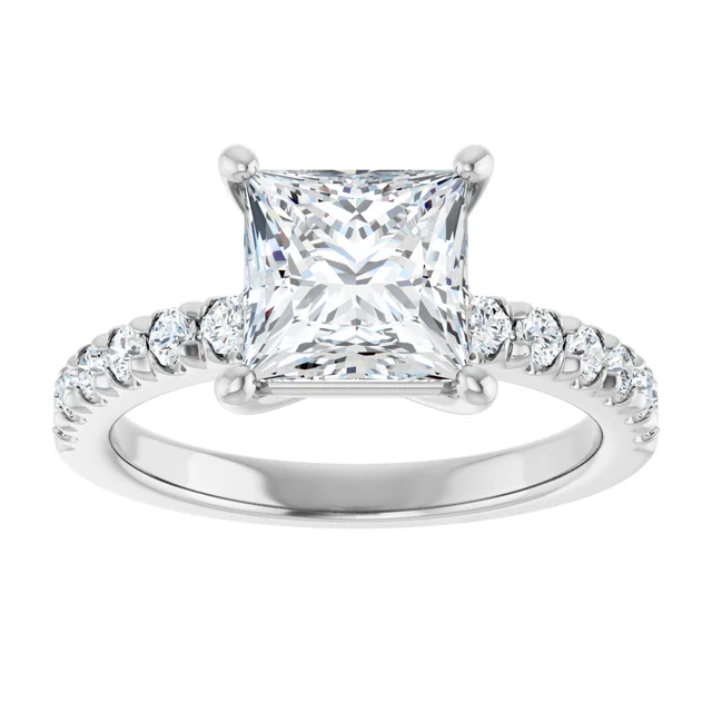 14k white gold 2.0ct lab diamond princess cut engagement ring women's bridal wedding rings 