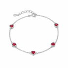 heart cut lab ruby sterling silver white gold womens adjustable bracelet
