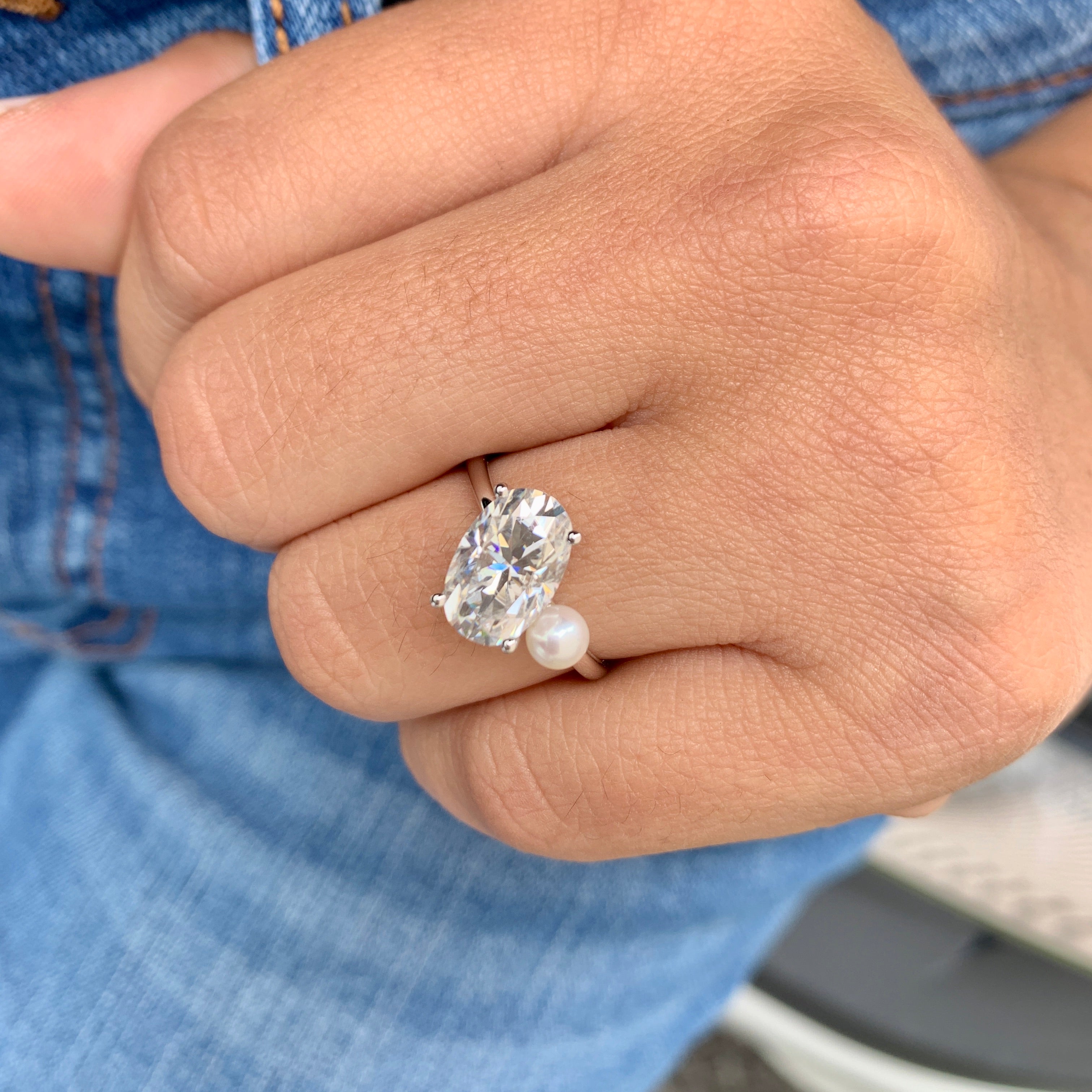 Ariana Grande Moissanite And Pearl Ring Ariana Grande Engagement