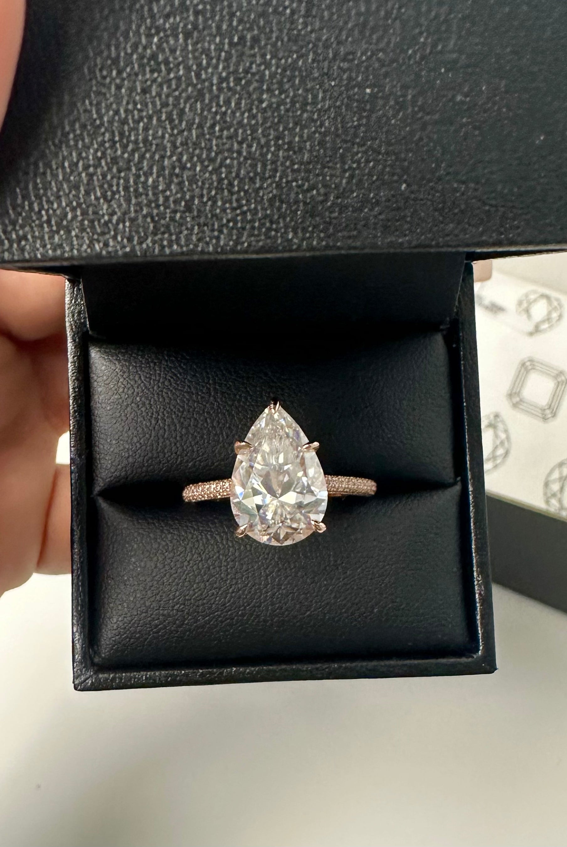 14k moisante diamond pear cut engagement ring