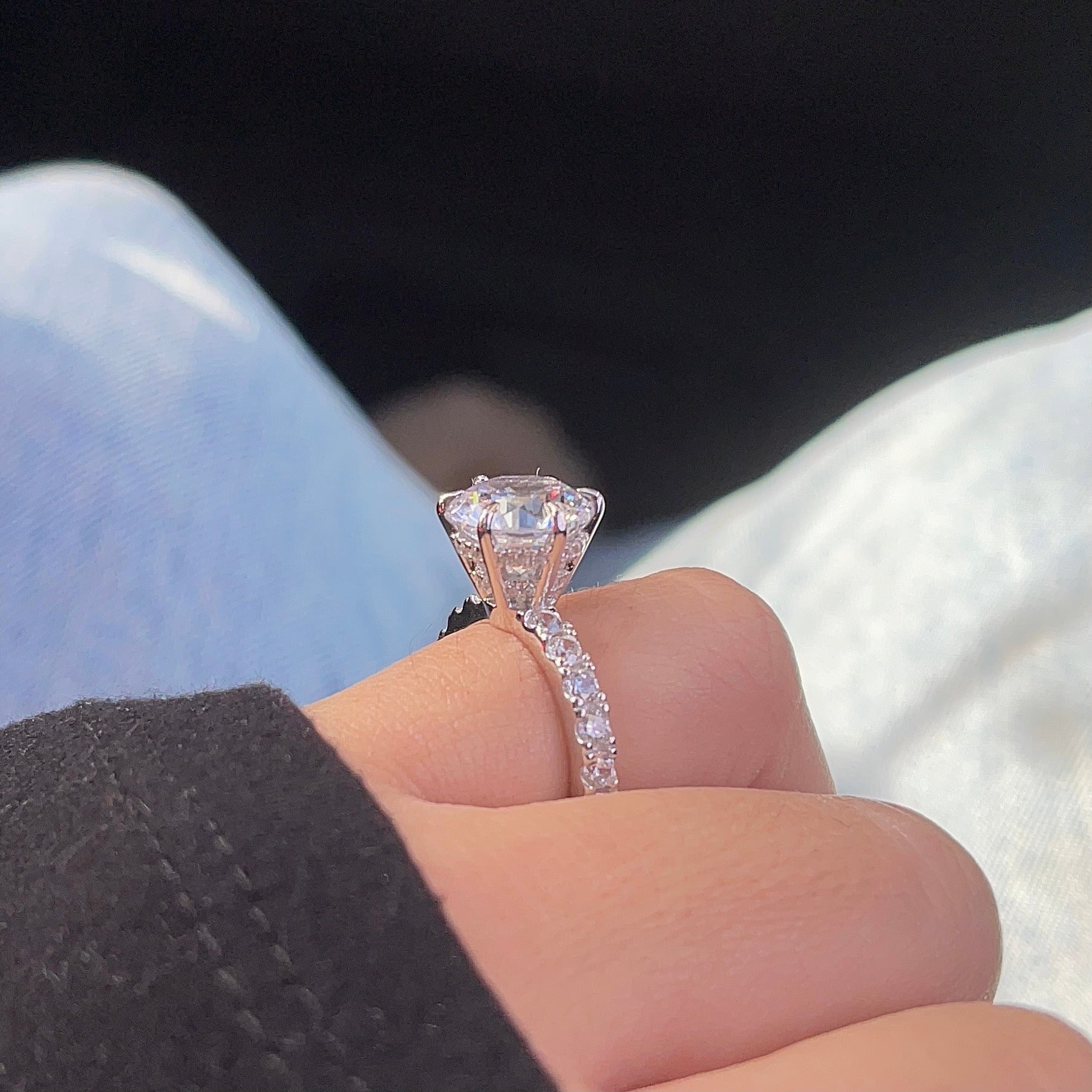 Cushion Cut Moissanite Diamond Ring, Hidden Halo Set Ring, Bridesmaid Ring, Marriage Proposal Ring, buy Engagement Bridal Ring, Promise Ring