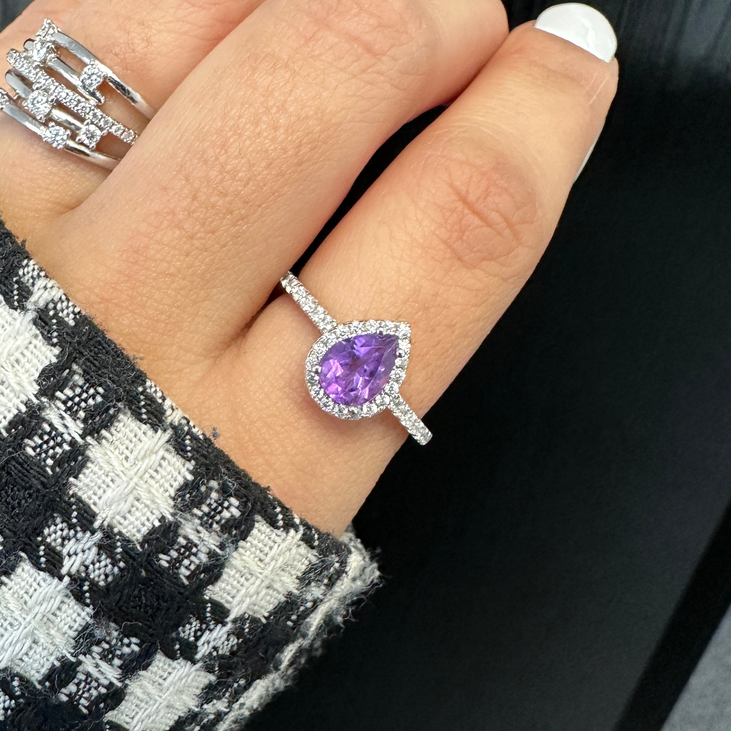 Amethyst Pear Cut retailer sterling Ring